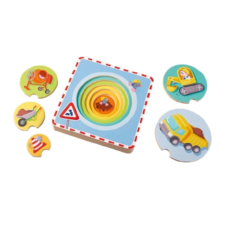 Layered Wooden Puzzle Construction Site